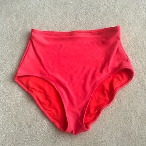 Aerie High Waisted Full Coverage Bikini Bottom, Neon Coral, Size S